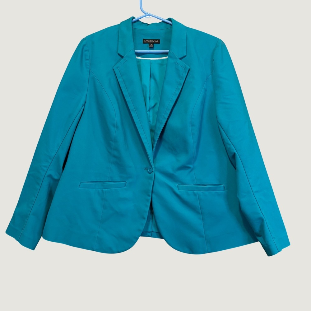 Lane Bryant Blazer Women 18 Teal Blue Single Button Career Professional Office